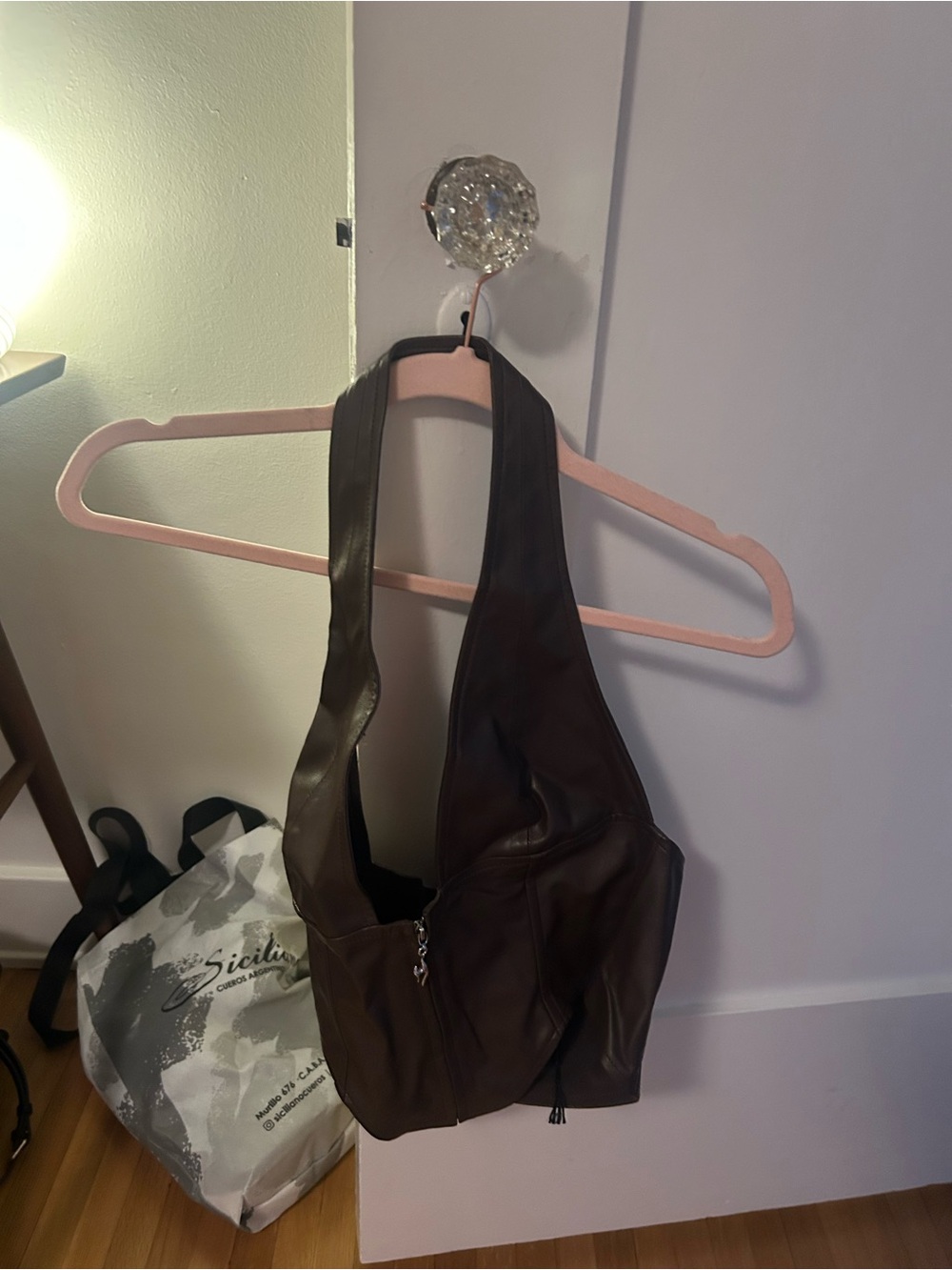Miaou 	MARA CORSET - BROWN - BROWN VEGAN LEATHER / M